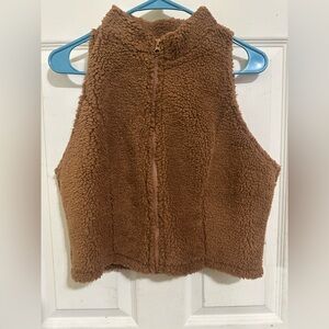 Brown Sherpa Zip Vest